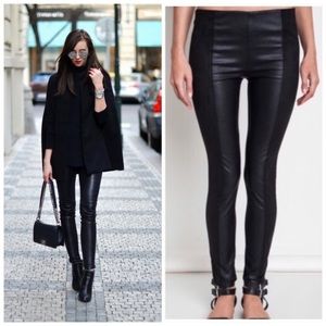 Pants - Black Two-toned Vegan Leather Leggings Pants - Black Two-toned Vegan Leather Leggings